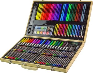 LeanToys Zestaw Artystyczny Do Malowania Drewniana Walizka 180 Elementów 2