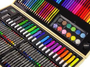 LeanToys Zestaw Artystyczny Do Malowania Drewniana Walizka 180 Elementów 3
