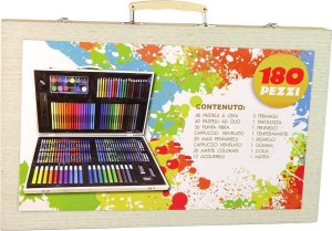 LeanToys Zestaw Artystyczny Do Malowania Drewniana Walizka 180 Elementów 4