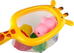 LeanToys Zestaw do Kąpieli Zwierzątka Gumowe Siatka Żyrafa 2