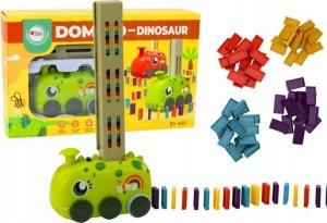 LeanToys Autko Zielony Dinozaur na Baterie Układające Kolorowe Domino 4 Kolory Klocków 1