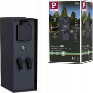 Paulmann Zewnętrzna kolumna zasilająca RIO 2GN. 24V Plug & Shine + 2GN. 230V IP44 + czujnik zmierzchu stal szlachetna / antracyt 11