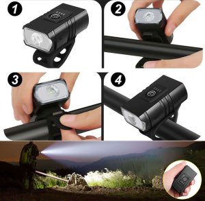 Alogy Lampka rowerowa przednia wodoodporna Alogy światełko LED oświetlenie przód na rower kierownicę 800lm 6