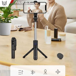 Selfie stick Alogy Selfie stick statyw Tripod uchwyt na telefon Alogy Trójnóg kijek do zdjęć selfie pilot Bluetooth 360 Czarny 2