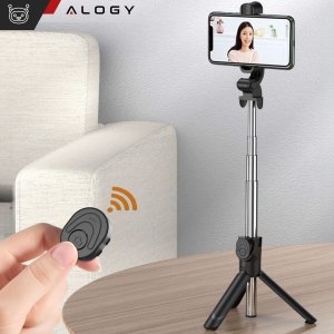 Selfie stick Alogy Selfie stick statyw Tripod uchwyt na telefon Alogy Trójnóg kijek do zdjęć selfie pilot Bluetooth 360 Czarny 5