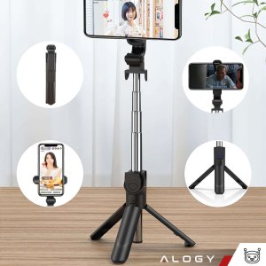 Selfie stick Alogy Selfie stick statyw Tripod uchwyt na telefon Alogy Trójnóg kijek do zdjęć selfie pilot Bluetooth 360 Czarny 10