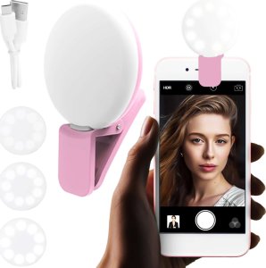 Lampka USB Alogy Lampka LED Alogy Mini Selfie Ring Klips do nagrywania robienia zdjęć do telefonu z klipsem Różowa 1