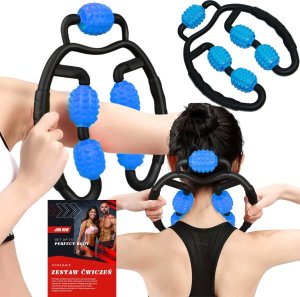 Alogy Masażer do ciała ręczny roller mięśni 5x wałek do masażu Uniwersalny rolkowy czarno-niebieski 15