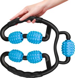 Alogy Masażer do ciała ręczny roller mięśni 5x wałek do masażu Uniwersalny rolkowy czarno-niebieski 6