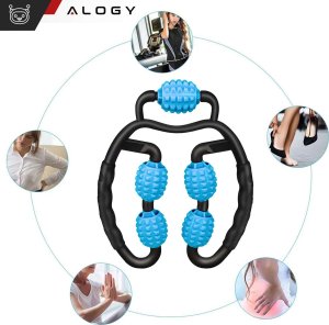 Alogy Masażer do ciała ręczny roller mięśni 5x wałek do masażu Uniwersalny rolkowy czarno-niebieski 8