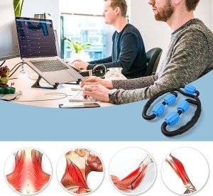 Alogy Masażer do ciała ręczny roller mięśni 5x wałek do masażu Uniwersalny rolkowy czarno-niebieski 9