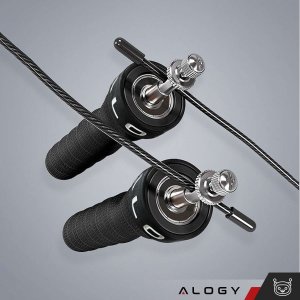 Skakanka sportowa Alogy Skakanka bokserska regulowana Crossfit Fitness Alogy Sport z wymiennymi linkami 300cm łożyska wygodna Czarna 11