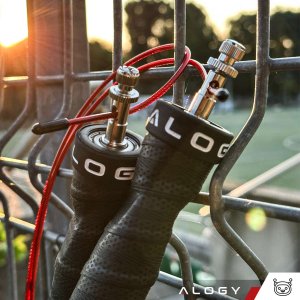 Skakanka sportowa Alogy Skakanka bokserska regulowana Crossfit Fitness Alogy Sport z wymiennymi linkami 300cm łożyska wygodna Czarna 13