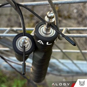 Skakanka sportowa Alogy Skakanka bokserska regulowana Crossfit Fitness Alogy Sport z wymiennymi linkami 300cm łożyska wygodna Czarna 19