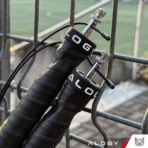 Skakanka sportowa Alogy Skakanka bokserska regulowana Crossfit Fitness Alogy Sport z wymiennymi linkami 300cm łożyska wygodna Czarna 22