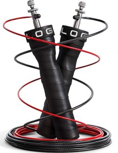 Skakanka sportowa Alogy Skakanka bokserska regulowana Crossfit Fitness Alogy Sport z wymiennymi linkami 300cm łożyska wygodna Czarna 8