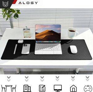Podkładka Alogy Podkładka na biurko pod myszkę mysz klawiaturę Mata ochronna antypoślizgowa XL 80x40 cm Alogy Czarna 2