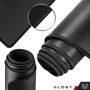 Podkładka Alogy Podkładka na biurko pod myszkę mysz klawiaturę Mata ochronna antypoślizgowa XL 80x40 cm Alogy Czarna 4