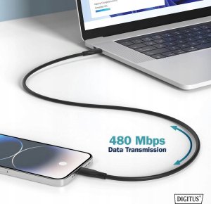 Kabel USB Digitus USB-C - USB-C 1 m Czarny (AK-300341-010-S) 2