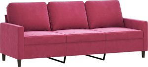 vidaXL 3-osobowa sofa z podnóżkiem winna czerwień 180 cm, aksamit 4