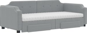 vidaXL Sofa rozsuwana z szufladami, jasnoszara, 90x200 cm, tkanina 3