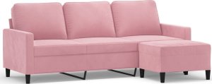 vidaXL 3-osobowa sofa z podnóżkiem, różowa, 180 cm, aksamitem 2