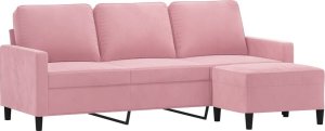 vidaXL 3-osobowa sofa z podnóżkiem, różowa, 180 cm, aksamitem 3