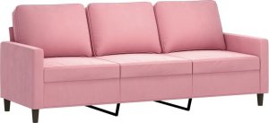 vidaXL 3-osobowa sofa z podnóżkiem, różowa, 180 cm, aksamitem 4