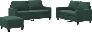 vidaXL 3-cz. komplet wypoczynkowy z poduszkami, ciemnozielony, aksamit 2