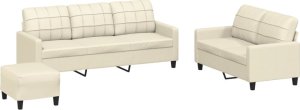 vidaXL 3-cz. zestaw sof z poduszkami, kremowa, sztuczna skóra 2