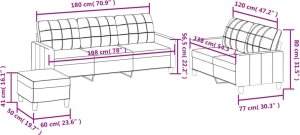 vidaXL 3-cz. zestaw sof z poduszkami, kremowa, sztuczna skóra 9
