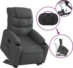 vidaXL Podnoszony fotel rozkładany, ciemnoszary, obity tkaniną 5