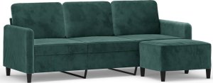vidaXL 3-osobowa sofa z podnóżkiem, ciemnozielony, 180 cm, aksamit 2