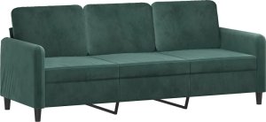 vidaXL 3-osobowa sofa z podnóżkiem, ciemnozielony, 180 cm, aksamit 4