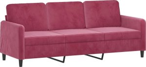 vidaXL 3-osobowa sofa z podnóżkiem winna czerwień 180 cm, aksamit 4