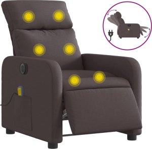 vidaXL Rozkładany fotel masujący, elektryczny, ciemny brąz, tkanina 2