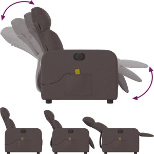 vidaXL Rozkładany fotel masujący, elektryczny, ciemny brąz, tkanina 7