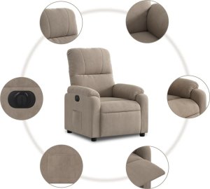 vidaXL Rozkładany fotel elektryczny, kolor taupe, obity mikrofibrą 7