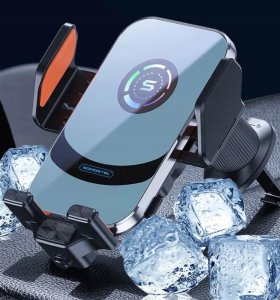 Ładowarka ECOBOX* UCHWYT SAMOCHODOWY AUTOMATYCZNY + ŁADOWARKA BEZPRZEWODOWA QI 15W 9