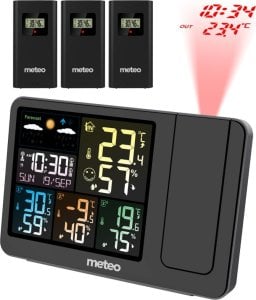 Meteo Stacja pogodowa z DCF 3 czujniki projektor laserowy 1