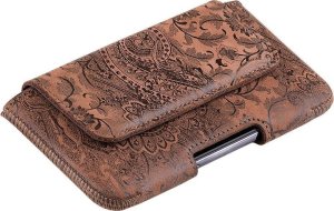 Surazo Kabura na pasek skórzana Belt Case - Ornament Orzech Brązowy -Uniwersalny XXL 12