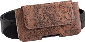 Surazo Kabura na pasek skórzana Belt Case - Ornament Orzech Brązowy -Uniwersalny XXL 13