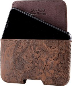 Surazo Kabura na pasek skórzana Belt Case - Ornament Orzech Brązowy -Uniwersalny XXL 6