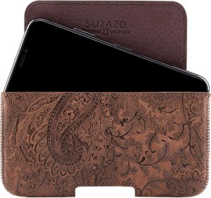 Surazo Kabura na pasek skórzana Belt Case - Ornament Orzech Brązowy -Uniwersalny XXL 7