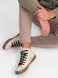 Ombre Kontrastowe męskie trampki z podwyższoną cholewką  beżowe V6 OM-FOTH-0121 40 3
