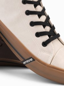Ombre Kontrastowe męskie trampki z podwyższoną cholewką  beżowe V6 OM-FOTH-0121 40 7