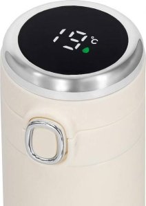 Springos Kubek termiczny 420 ml ze stali nierdzewnej na kawę herbatę, z wyświetlaczem temp. kremowy UNIWERSALNY 4