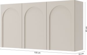 Selsey Komoda trzydrzwiowa Arkadia z frezowanymi frontami 150 cm szary beż 1