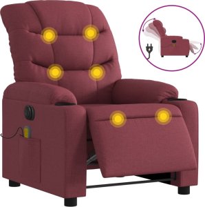 vidaXL vidaXL Rozkładany fotel masujący, elektryczny, winna czerwień, tkanina 2