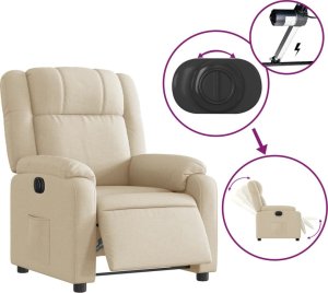 vidaXL vidaXL Elektryczny fotel rozkładany, kremowy, obity tkaniną 6